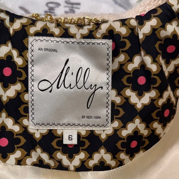 Milly Cream Double-Breasted Trench Coat 100% Wool Sz 6 - Picture 2 of 10